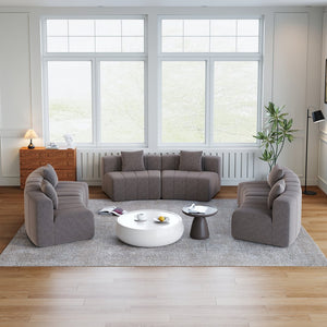 English Elm Chenille Modular Semi Circular Sectional Sofa with Plush Upholstery for Living Rooms Grey W834S00582