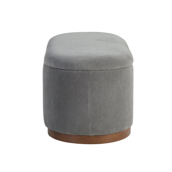 English Elm Lift Gray Corduroy Storage Bench with Foam Cushion, Walnut Legs, Lift-Top Hidden Storage, 42.5" B011P297674