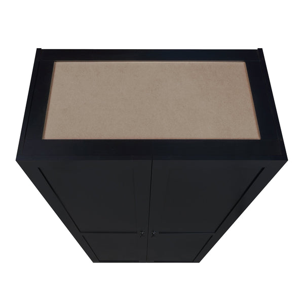 English Elm Hopkins Modern Storage Closet 3.0 Black — Tall MDF Wardrobe with Adjustable Shelves, Soft-Close Doors, Sleek Geometric Design (72 in) B365P398308