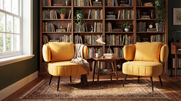 English Elm Decorative Chenille Barrel Tub Chair with Pocket Coil Cushion for Cozy Reading Nooks Yellow W5188P462022