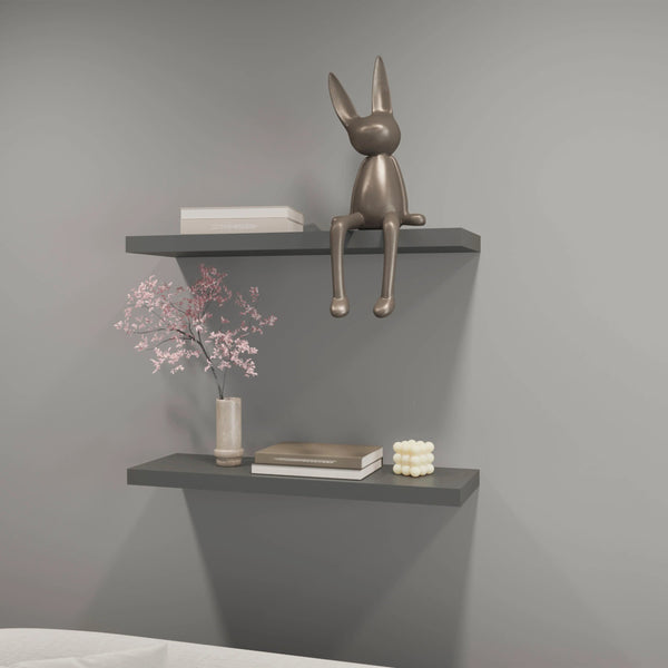 English Elm Matt Grey Floating Shelf recessed 31.5" minimalist matte grey wall shelf for books, décor, space-saving style B062P252141