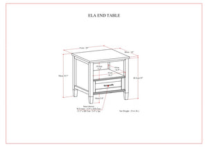 English Elm Ela Handcrafted Solid Wood End Table in Smoky Brown Finish with Drawer & Open Shelf, 18"x20" B136P203477