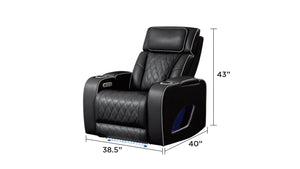 English Elm Fortuner Modern 3PC Upholstery Recliner Living Set with LED, Massage, Wireless Charging & Bluetooth Speakers Black B009S01802