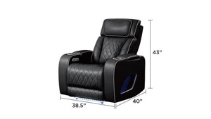 English Elm Fortuner Modern Luxury Recliner Chair With Massage, Led Lighting & Usb – Elegant Faux Leather Black B009P287717