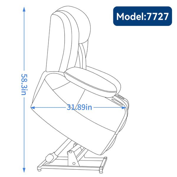 English Elm Dual Motor Power Lift Recliner with Massage Heat and Leatherair Upholstery for Living Room W3224P290208