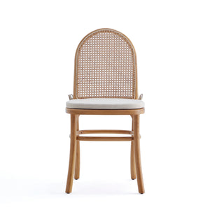 English Elm Paragon Solid Ash Wood Cane Back Dining Chair with Upholstered Seat, Tall Round Back, 275lb Capacity Oatmeal B365P397794