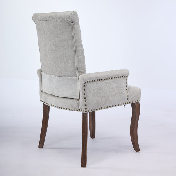 English Elm Upholstered Chenille Accent Dining Chair with Tufted Diamond Back, Curved Solid Wood Legs, Comfortable Support Beige W1143P346927