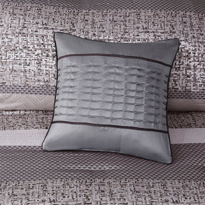 English Elm 7 Madison Park Rhapsody Jacquard Comforter Set Queen — Striped Motif, Embroidered Pillows & Bedskirt, Machine Washable Grey+Taupe 24.21 L x 18.9 W x 16.34 H B03596939