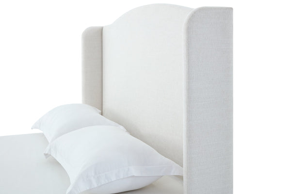 English Elm Hannah Tall 54" Upholstered Wingback Queen Bed with Textured Ivory Chenille, Walnut Feet, No Box Spring Needed B083P227902