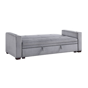 English Elm Modern Velvet Tufted Sleeper Sofa with Storage Cup Holders and Usb Charging Ports B011P256229
