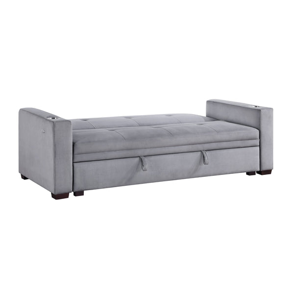 English Elm Modern Velvet Tufted Sleeper Sofa with Storage Cup Holders and Usb Charging Ports B011P256229