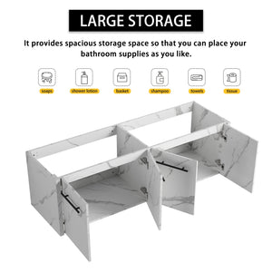 English Elm 60 Inch Wall-mounted Bathroom Vanity Cabinet with Soft-Close Doors, Eco Plywood, Scratch & Water-Resistant Finish White W999P208037