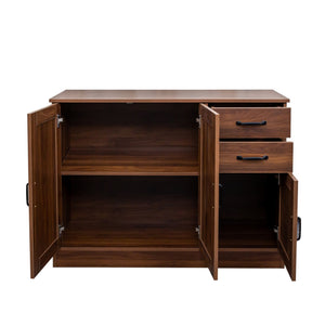 English Elm Modern Wood Buffet Sideboard with 3 Doors, 2 Drawers & Adjustable Shelves – 43.3" Multifunctional Storage Console for Dining, Entryway, Living Room W331P242454