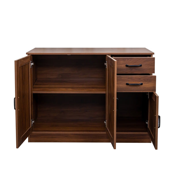 English Elm Modern Wood Buffet Sideboard with 3 Doors, 2 Drawers & Adjustable Shelves – 43.3" Multifunctional Storage Console for Dining, Entryway, Living Room W331P242454