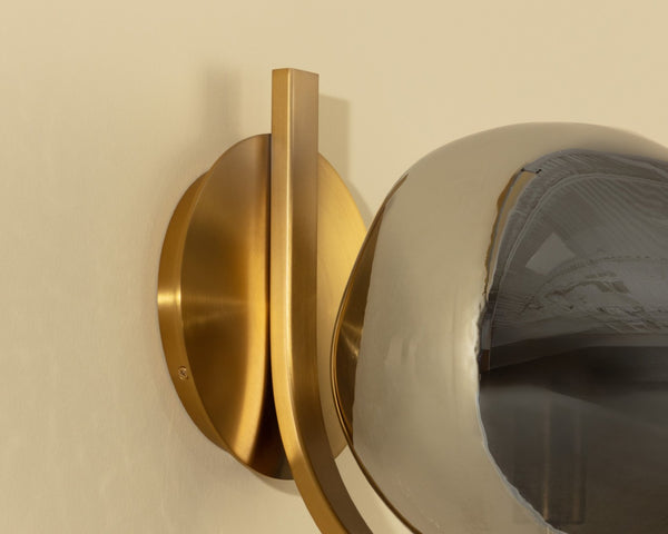 Sunpan DIONIS Sconce - Hand-Blown Glass Globe Light Fixture in Brushed Gold for Modern Ambiance & Elegance 112240