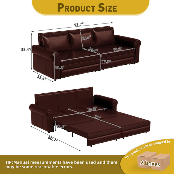 English Elm Chesterfield Velvet King Sleeper Sofa with Nailhead Trim and Rolled Arms for Living Room W1885S00102