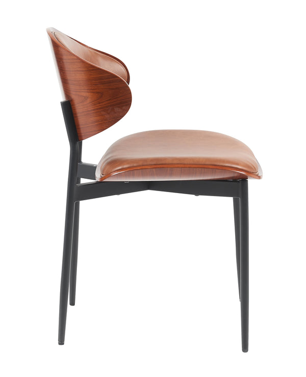 English Elm Mid-Century Modern Dining Chairs Set Of 2 – Chic Italian Bentwood With Luxe Pu Leather & Metal Legs N842P290053D