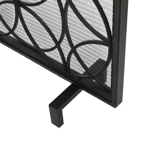English Elm Fire Screen Handcrafted Iron Geometric Mesh Spark Guard for Modern Living Rooms 61125.00BLK