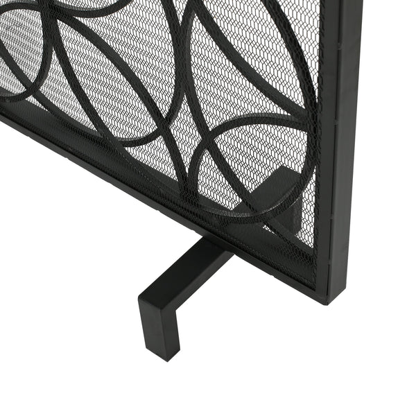 English Elm Fire Screen Handcrafted Iron Geometric Mesh Spark Guard for Modern Living Rooms 61125.00BLK
