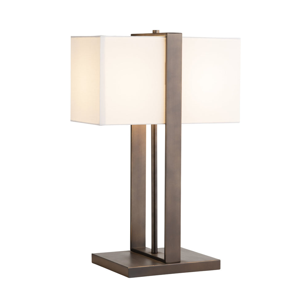 Crestview Collection 28"H Stylish Bronze Metal Table Lamp With Rectangular Shade & Convenient In-line Switch   Cvaer2088