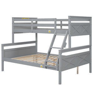 English Elm Twin Twin-over-Full Bunk Bed with Attached Ladder and Full-Length Guardrails for Safe Space-Saving Sleep Gray SM000118AAE-1