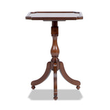 English Elm Mabel 19" Elegant Wood Turned Pedestal Side Table, Rich Walnut Birchwood & Veneer