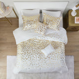 Intelligent Design Lillie Glam/Luxury Metallic Animal Printed Comforter Set ID10-1867 Ivory/Gold