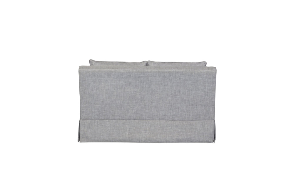 English Elm Loveseat In Elegant Light Gray With Reversible Cushions, Tailored Skirt & 2 Accent Pillows B2699P225137