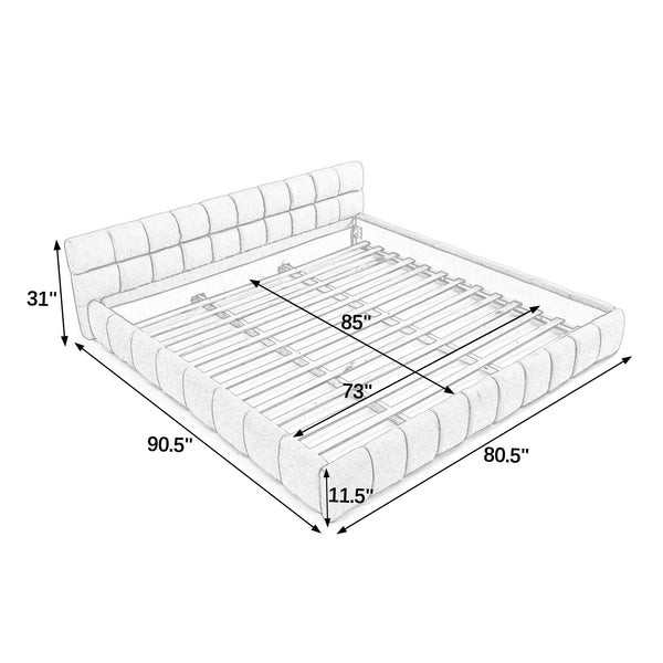 English Elm California King Upholstered Bed Frame – Elegant Chenille Fabric, Solid Support, No Box Spring Needed! W487P311320