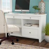 Boca U Shape Desk with Credenza File and Hutch Cottage White BOC-7PC-UDESK-F-CDZ-HTCH Parker House