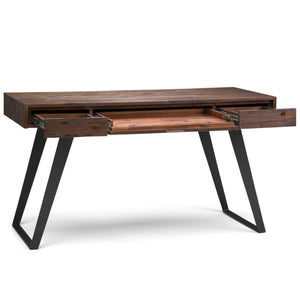 English Elm Lowry Desk - Distressed Charcoal Brown Solid Acacia With Metal Legs For Modern Industrial Charm B136P158875