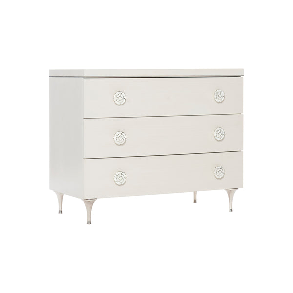 Bernhardt Bernhardt Silhouette Eggshell Nightstand With 3 Soft-Closing Drawers, Polished Stainless Accents 307234