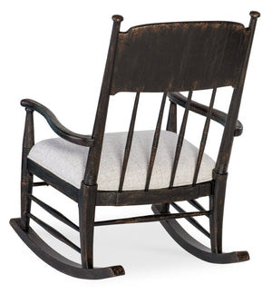 Hooker Furniture Americana Molasses Rocking Chair With Upholstered Seat, Carved Spindle Back, Smooth Motion For Cozy Rooms 7050-50002-89