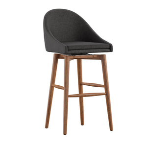 Homelegance By Top-Line Montague Mid-Century Wood Swivel Bar Height Stools (Set of 2) Dark Grey Rubberwood