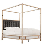 Avianna Champagne Gold Canopy Bed with Upholstered Headboard