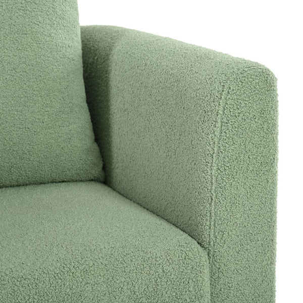 English Elm Modern Accent Chair Upholstered Armchair with Chenille Fabric, Ergonomic Padded Seat, Wood Legs for Living Room Seating Comfort and Stylish Mid Century Flair Green W1028P236497