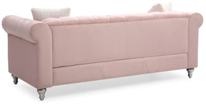 English Elm Raisa Velvet Tufted Sofa with Jeweled Buttons, Nailhead Accents, Pocketed Coil Cushions & Pillows Pink 15 L x 26 W x 34 H B078S00105