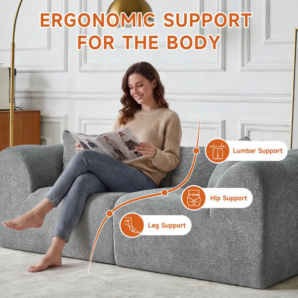 English Elm Modern Velvet Two Seat Loveseat with Pillows Compact Upholstered Sofa for Apartment Gray W1765P349641