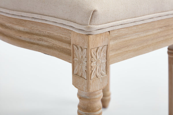 English Elm French Country Dining Chairs Set Of 2 - Upholstered Rattan Back, Elegant Carved Design For Home Use W3426P324257