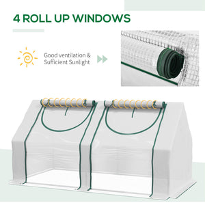 English Elm Outsunny Portable Outdoor Greenhouse Steel Frame Dual Pe Cover with Roll up Windows W2225P229275