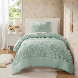 English Elm 3-Piece King Comforter Set In Soothing Sage - Cozy, Easy Care, Stylish Design For Modern Bedrooms B035P408733