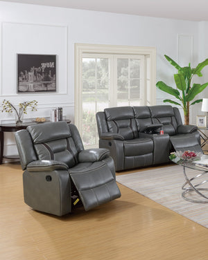 English Elm Modern Power Reclining Loveseat and Chair Set Gray Leatherette Tufted Living Room B011S02443