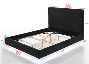 English Elm Floating Illusion King Bed Frame with High Headboard, Black Boucle Upholstery, Underbed LED Glow B2741S00555