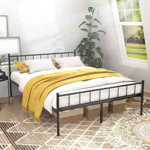 English Elm Queen Platform Bed Frame with Headboard Footboard Matte Black Under Bed Storage W311P433479