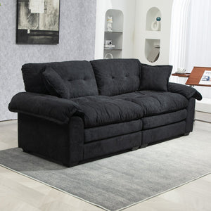 English Elm 84" Chenille Sofa Loveseat with Memory Foam & Pocket Springs, Plush Dual-Layer Comfort, Sturdy Frame Black W676S00009