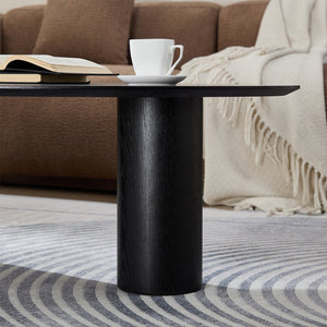 English Elm Modern Oval Ash Veneer Coffee Table with Hidden Storage for Minimalist Living Rooms Black,Grey W2085S00105