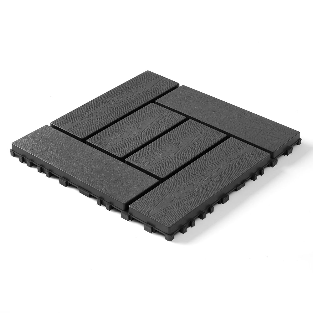 English Elm 12-inch Polypropylene Interlocking Floor Tiles for Patios Balconies and Wet Spaces 44 Pack W3022P251851