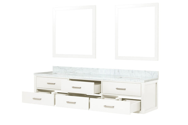 English Elm White Double Bath Vanity Set With Carrara Marble Top & Matching Mirrors – Elegant, Durable Design B2731S01577-GIGA