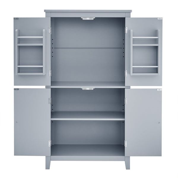 English Elm Elegant Bathroom Floor Storage Cabinet with 4 Doors, Adjustable Shelves, Anti-Tip Design, 28"L x 15"W Grey N725P188461E