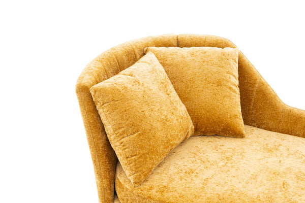 English Elm 58'' Chenille Chaise Lounge with Footstool Pocket Spring Comfort for Bedroom Living Room Yellow W2363S00091
